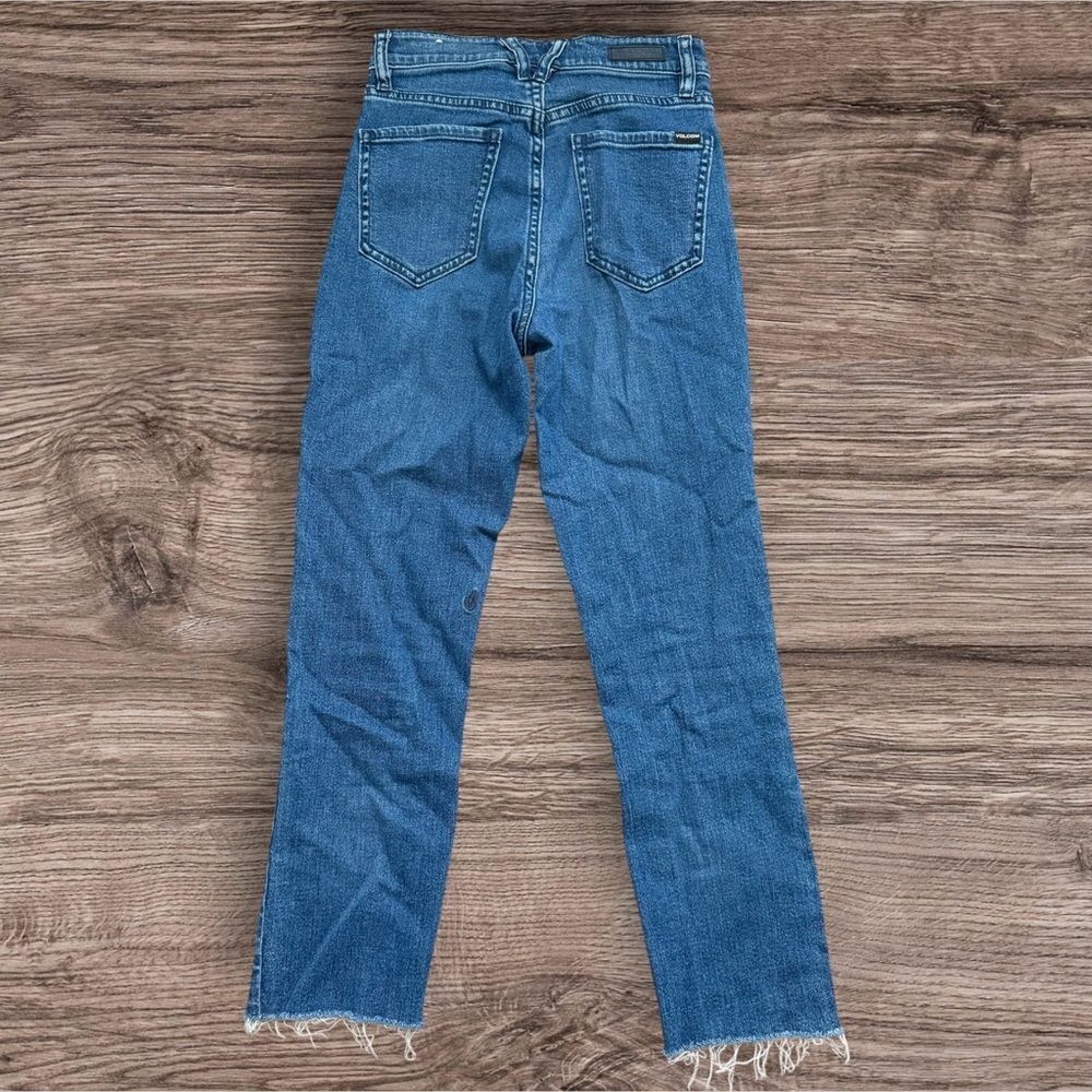 Volcom High Rise Blue Button-Fly Straight Jeans - Picture 2 of 8